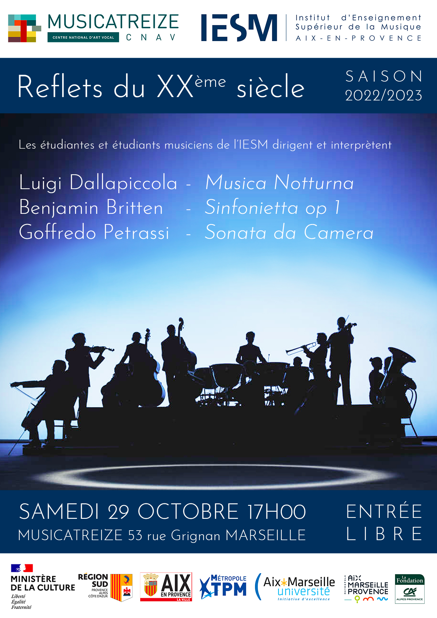 Concert 29 octobre 2022 Musicatreize Affiche A3