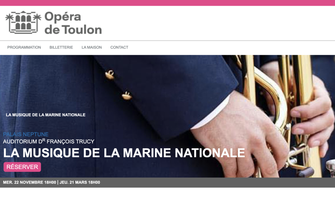 Concert avec la Musique de la Marine nationale – Palais Neptune – Mardi 12 novembre 2024 – 18h